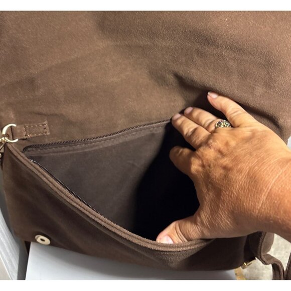 3AM Forever Purse Embroidered Suede Crossbody Bag With Strap Brown - Picture 8 of 12
